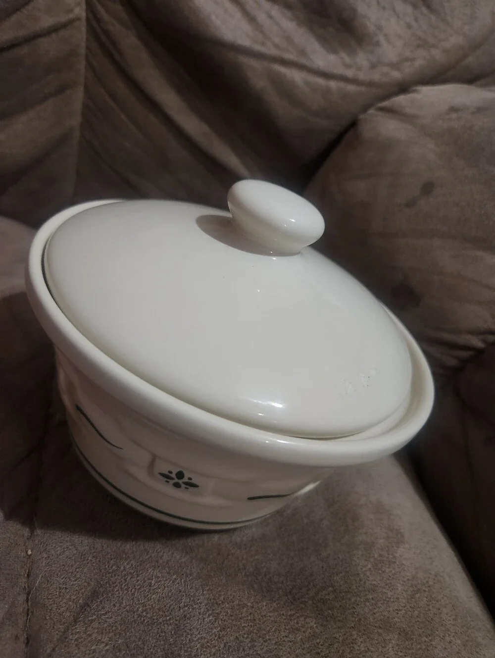Longaberger Woven Traditions Butter Tub W/ Lid & Fabric & Plastic Liner Green